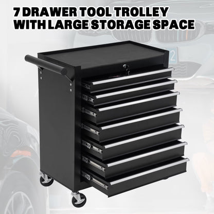 Tool Box, 7-Drawer Steel Rolling Tool Chest on Wheels for Workshop Garage, Orange