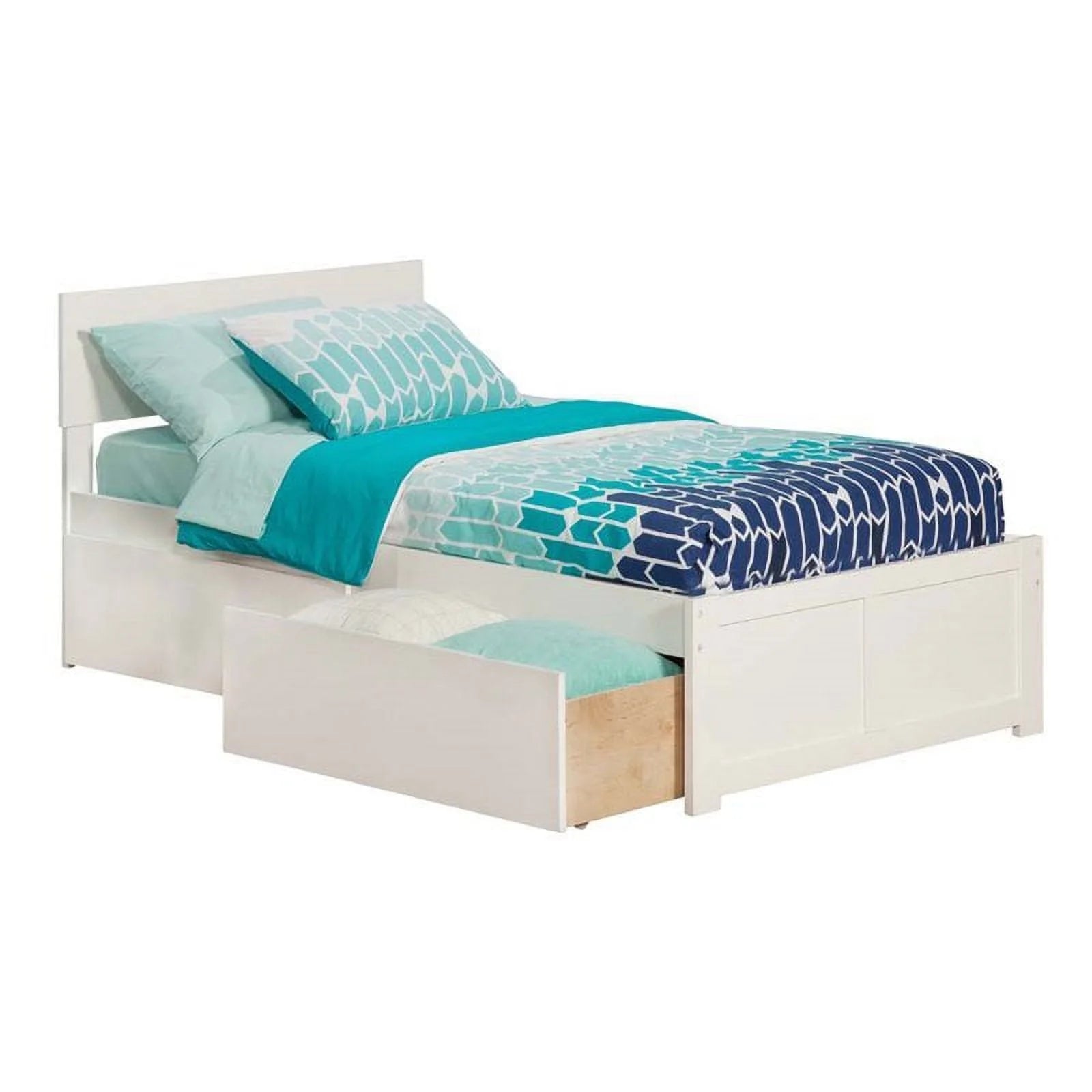 Leo & Lacey Urban Transitional Hardwood Storage Platform Bed, Twin, White