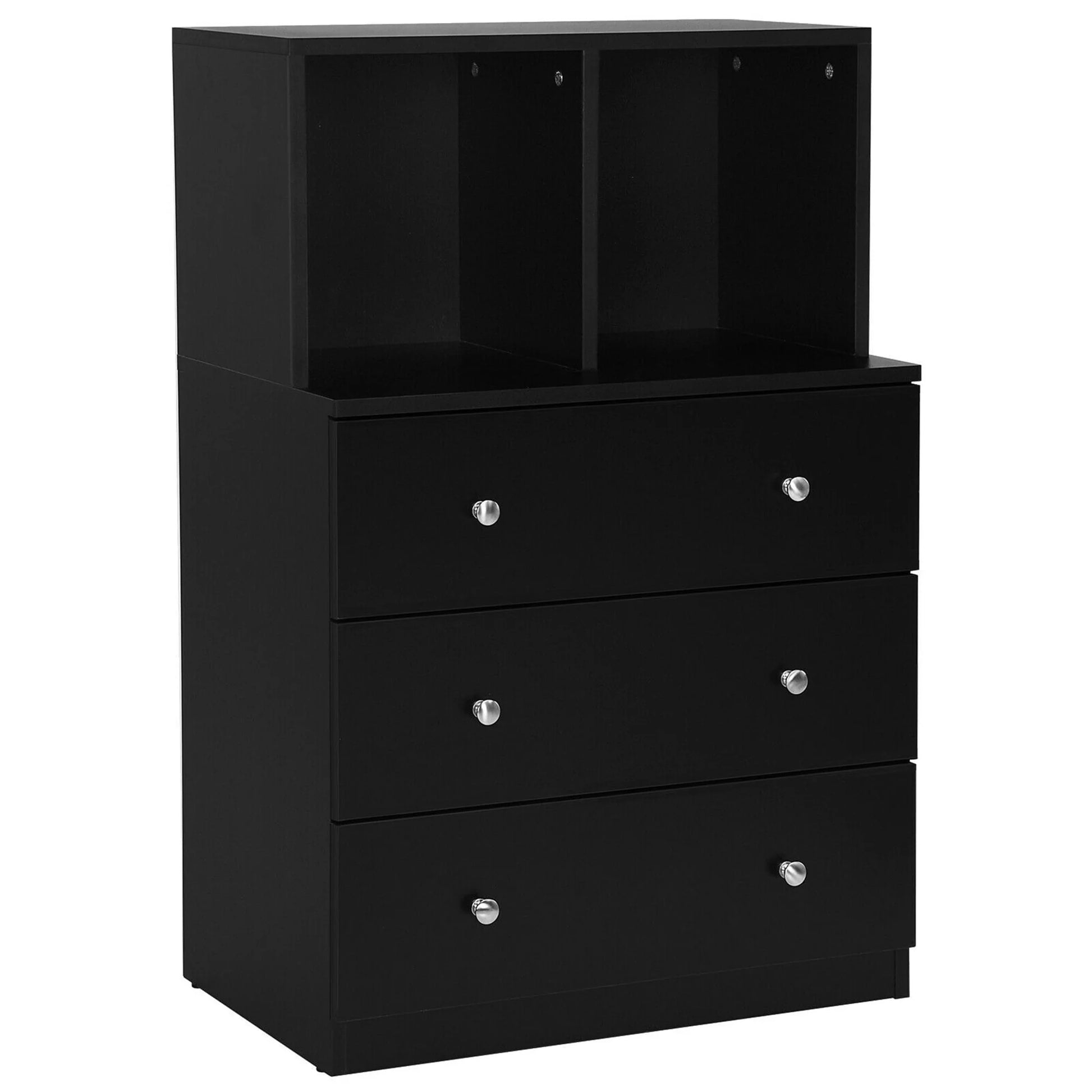 Gymax 3 Drawer Dresser W/Cubbies Storage Chest for Bedroom Living Room Black