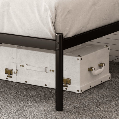 Allewie Black Queen Size Modern Metal Platform Bed Frame with Vintage Headboard and 12'' Under-bed Storage