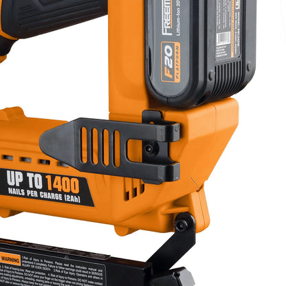 Freeman PE20V2118G2 20 Volt Cordless 2-in-1 18-Gauge Nailer/Stapler Kit with Lithium Ion Battery, Charger, Bag, and Fasteners (400 Count) - 1400 Shots per Charge