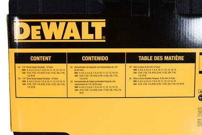 DEWALT DWMT19251, 1/4" Drive Metric and SAE Impact Socket Set, Black Oxide Finish, 48 Piece