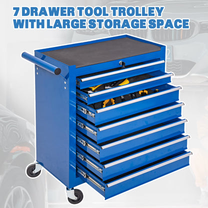 Tool Box, 7-Drawer Steel Rolling Tool Chest on Wheels for Workshop Garage, Orange