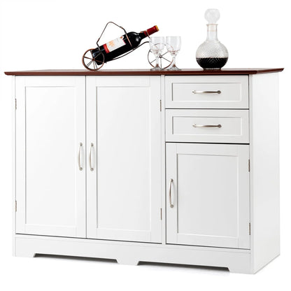 Gymax Buffet Storage Cabinet Console Table Kitchen Sideboardd Home Furni W/2 Drawers