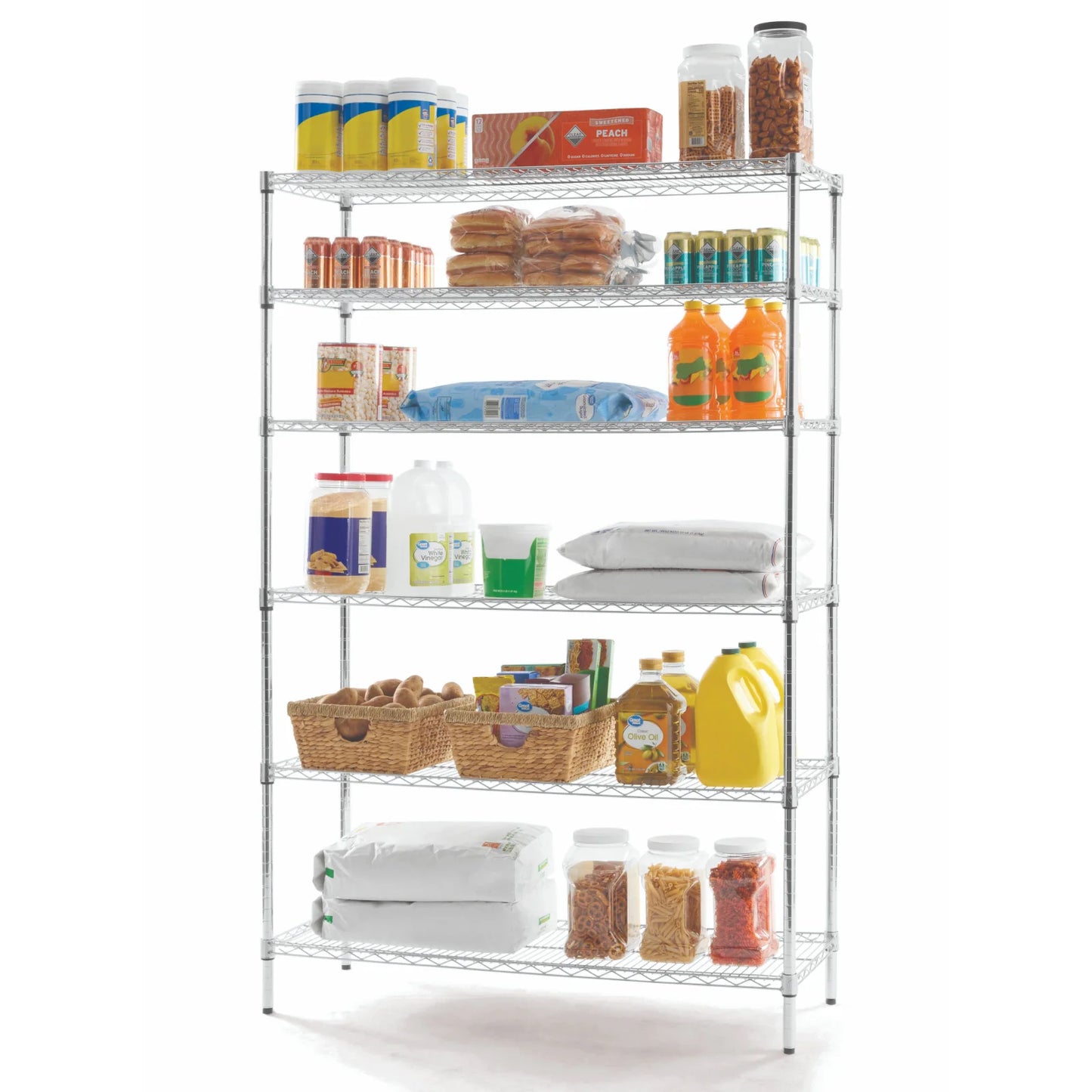 Hyper Tough 6-Tier Wire Storage Shelves with Liners, 48" W x 18" D x 72" H, 3600 lb Load Capacity, Chrome