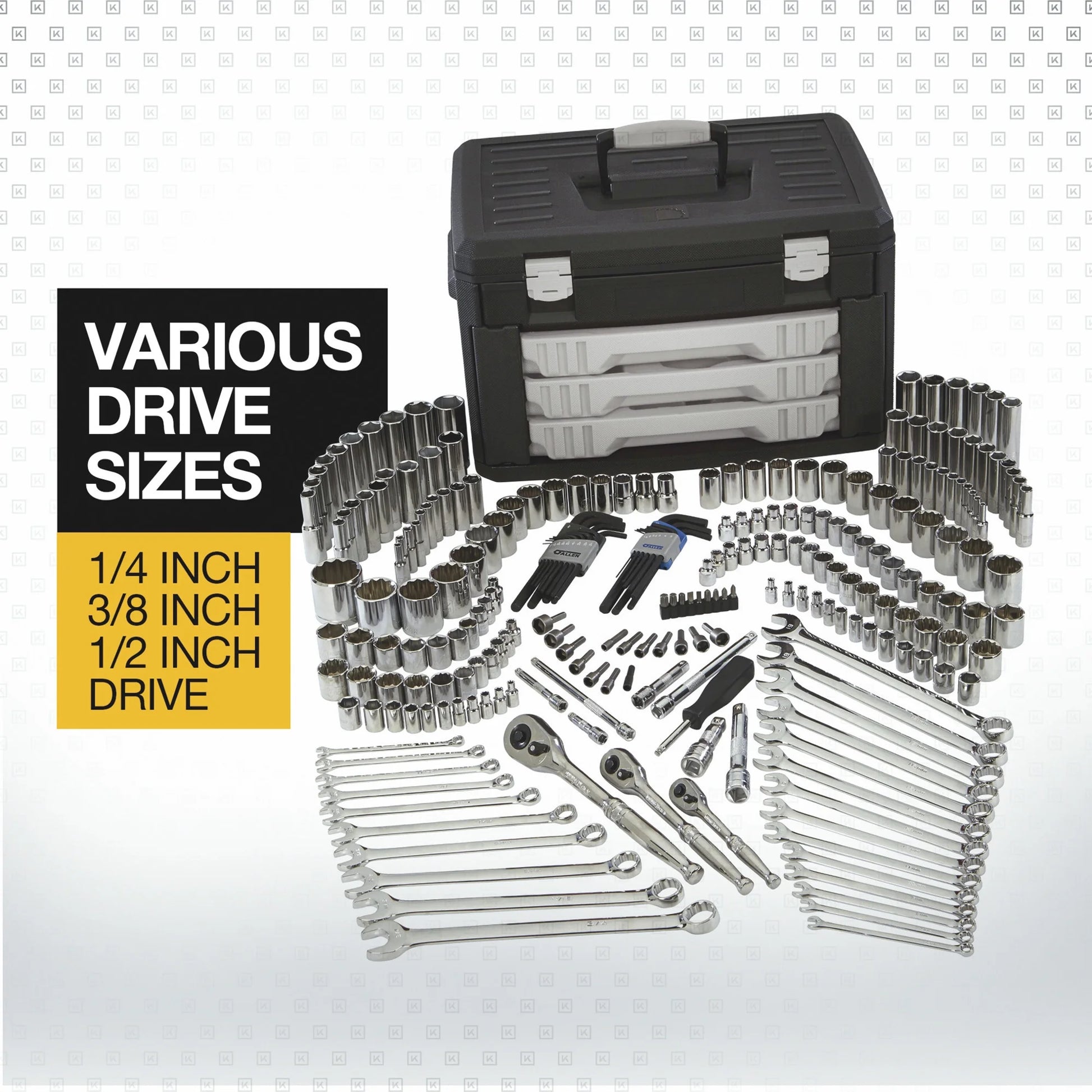 Klutch Mechanic's Tool Set, 245-Pc., 1/4in., 3/8in. & 1/2in. Drive