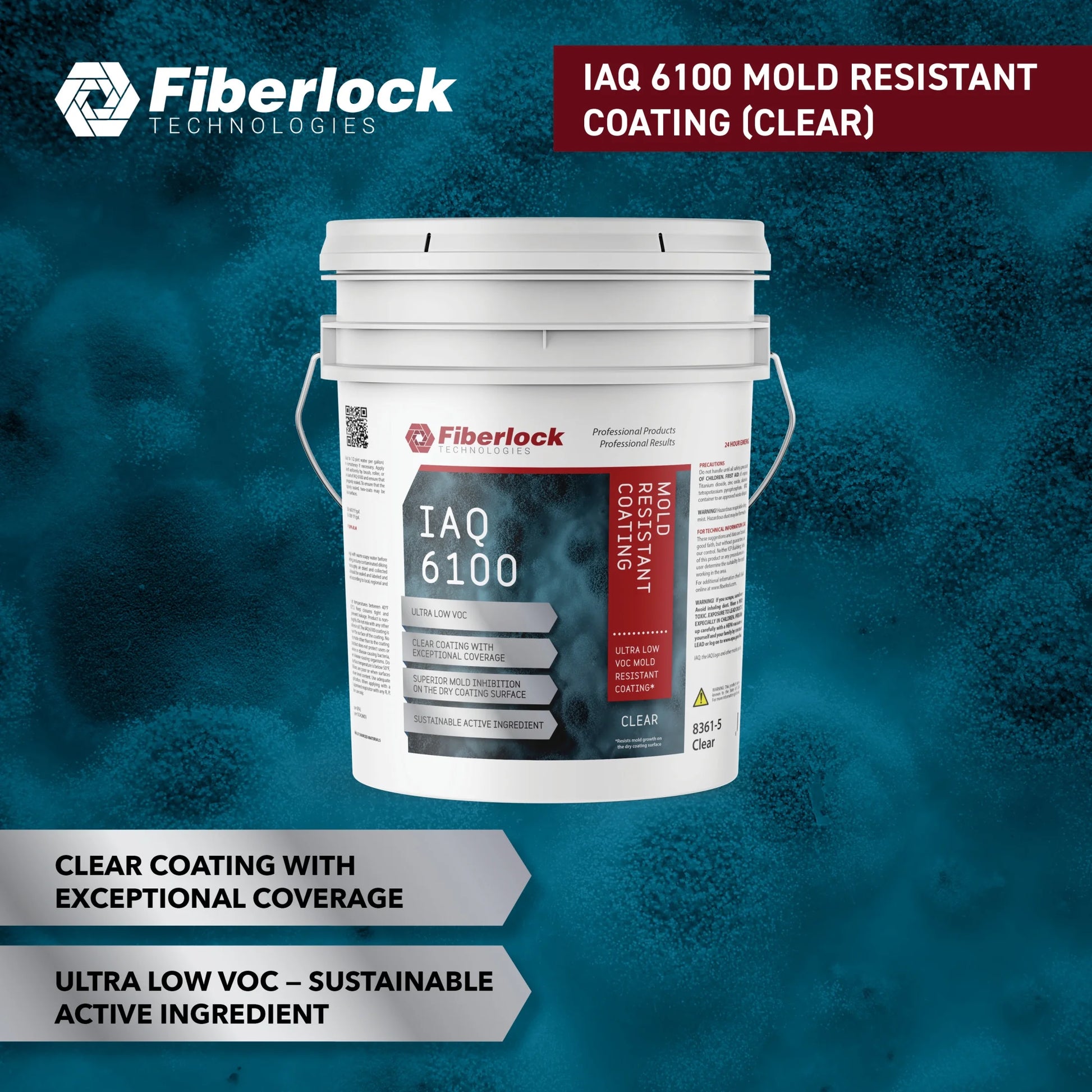 Fiberlock IAQ 6000HD Heavy Duty Mold Resistant Coating, White, 5 Gallon