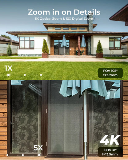 Reolink 4K Color 8MP Wi-Fi 6 Security Camera, 5X Optical Zoom, IK10 Vandal-Proof Surveillance Camera