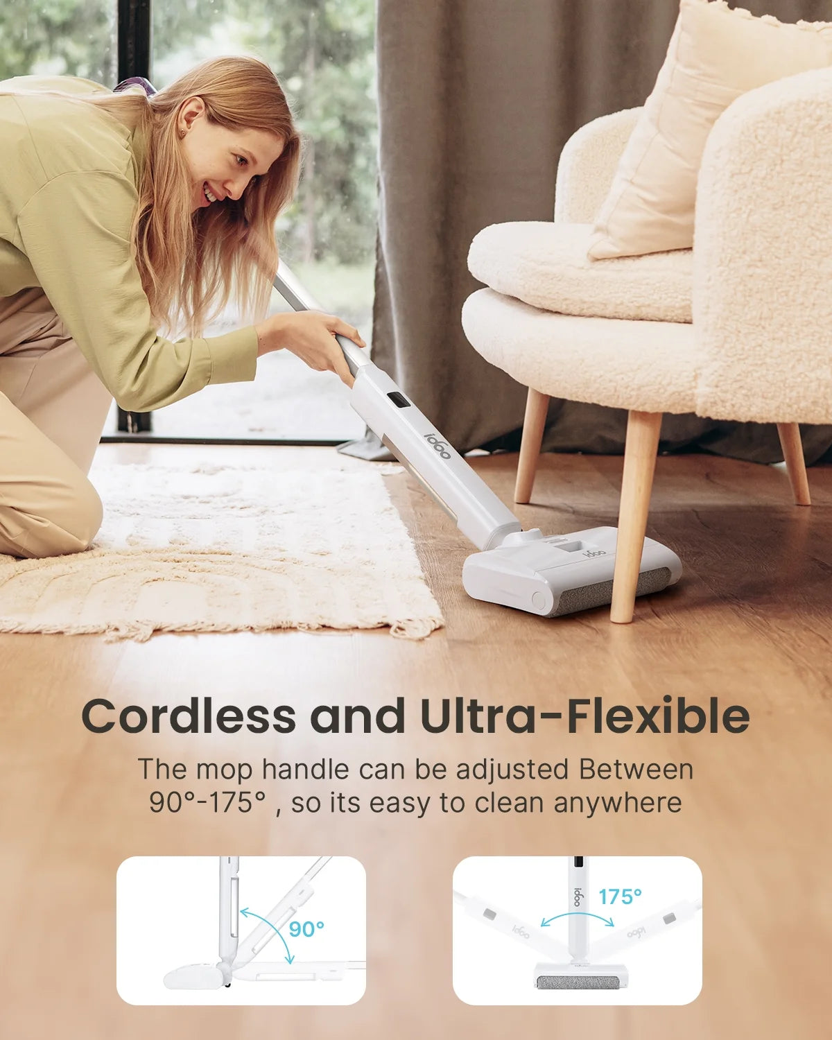 IDOO Cordless Electric Wet Dry Vacuum Cleaner, White