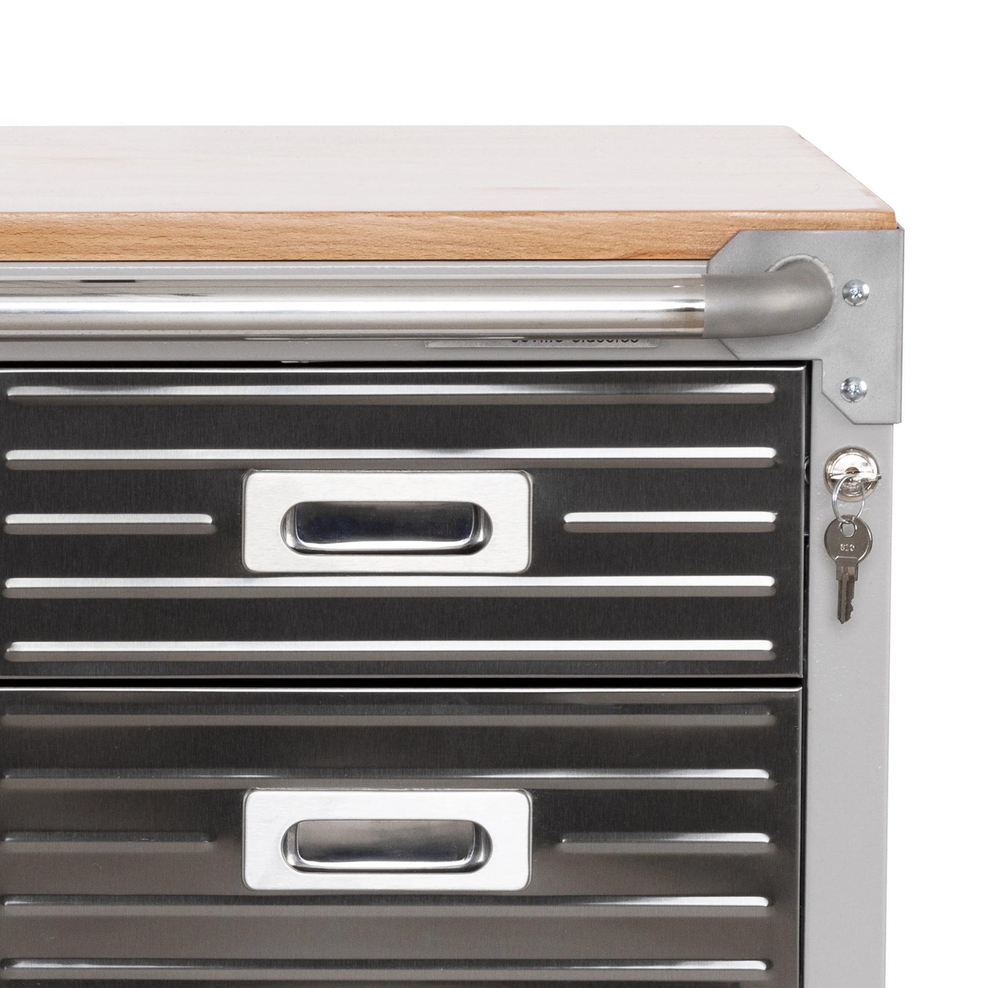 Seville Classics UltraHD® Heavy Duty Rolling Cabinet Workbench Table w/Solid Wood Top, Workstation for Garage, Office, Workshop, Granite, 1-Door, 4-Drawer (28" W x 25" D)