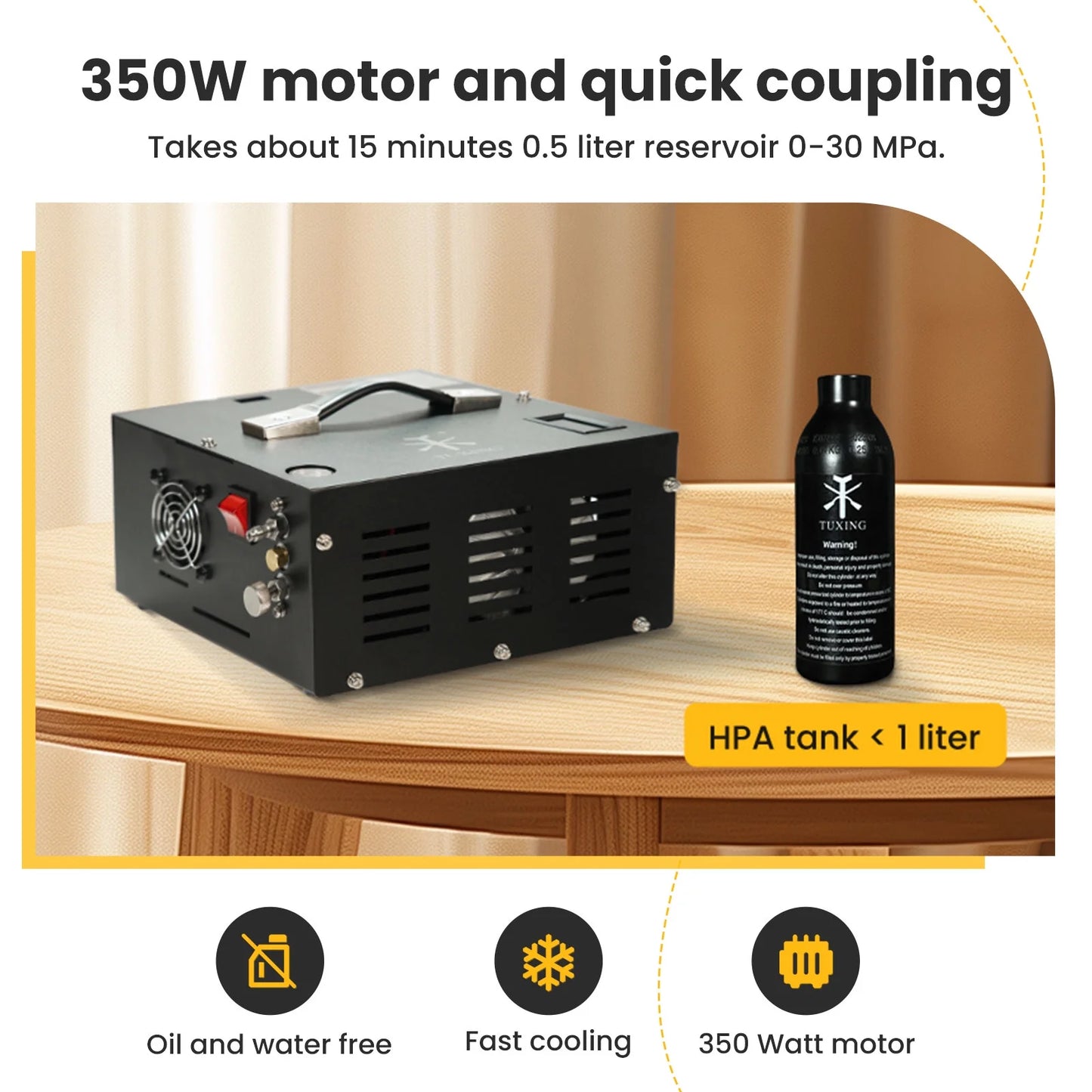 TUDIVING Pcp Air Compressor Built in Converter Pcp Compressor 4500psi/300bar
