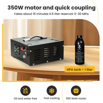 TUDIVING Pcp Air Compressor Built in Converter Pcp Compressor 4500psi/300bar