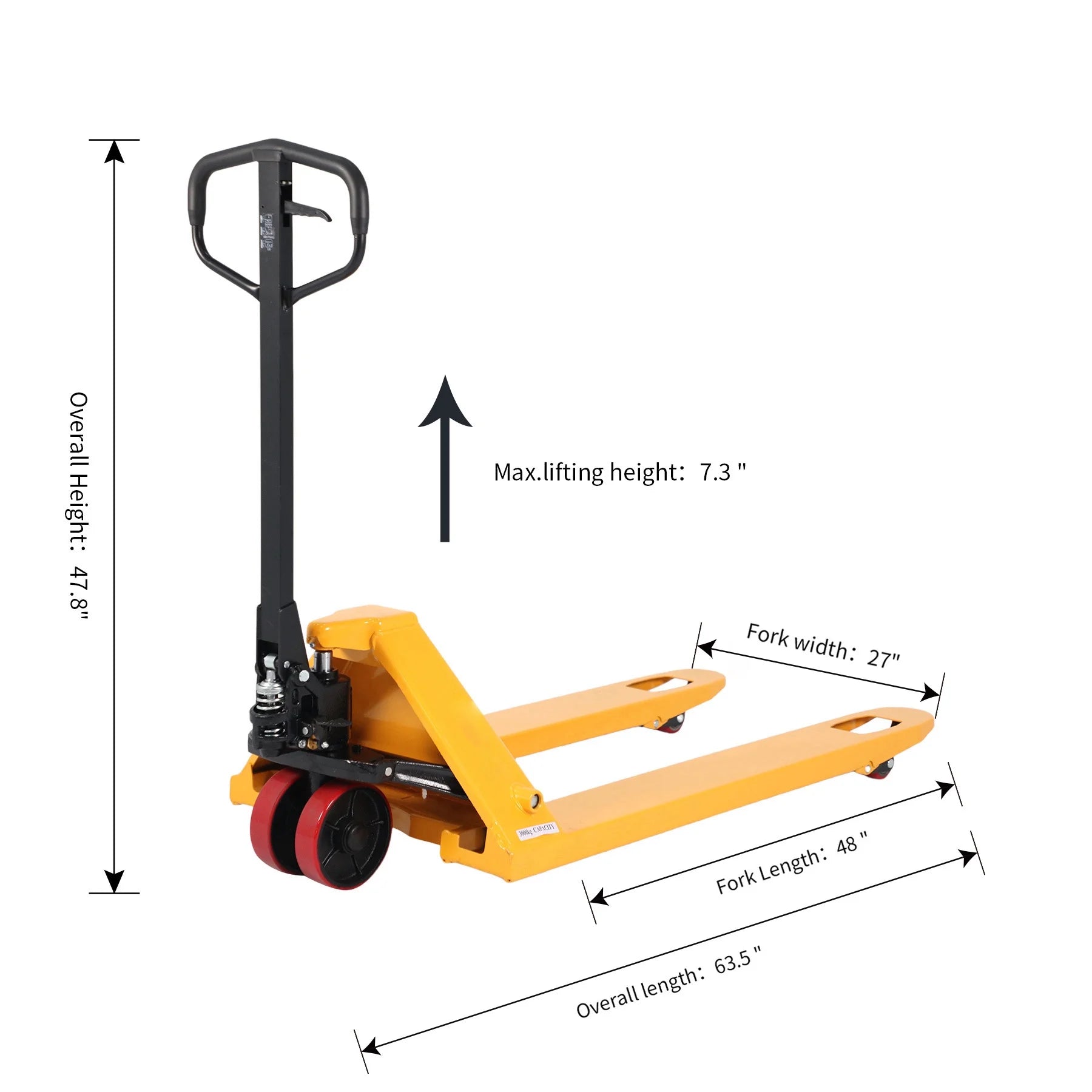 APOLLOLIFT Hydraulic Manual Pallet Jack Hand Pallet Truck 48"Lx27"W 5500lbs Capacity
