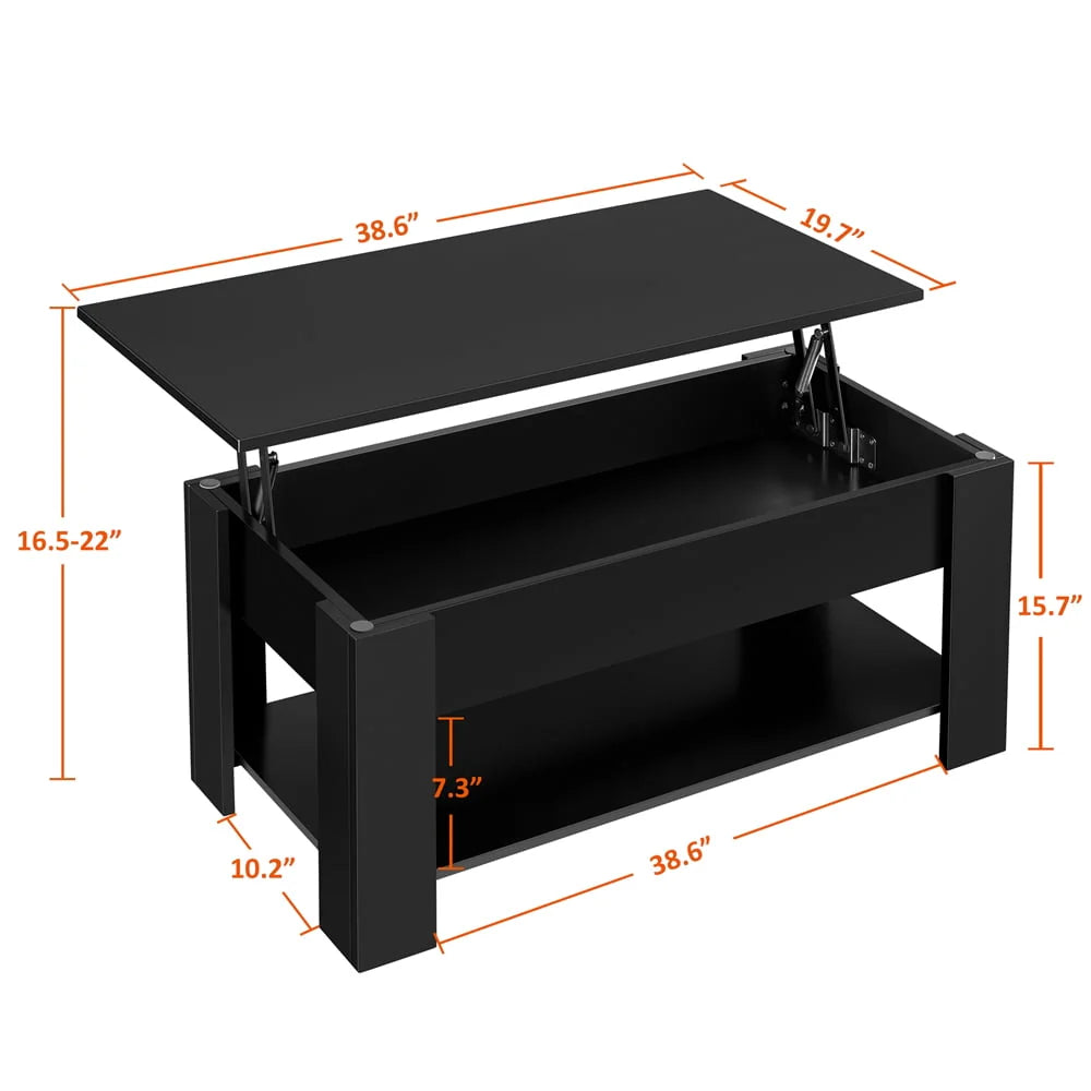 SmileMart Modern Lift Top Coffee Table with Hidden Compartment & Storage, Black