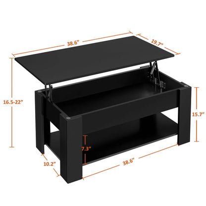 SmileMart Modern Lift Top Coffee Table with Hidden Compartment & Storage, Black