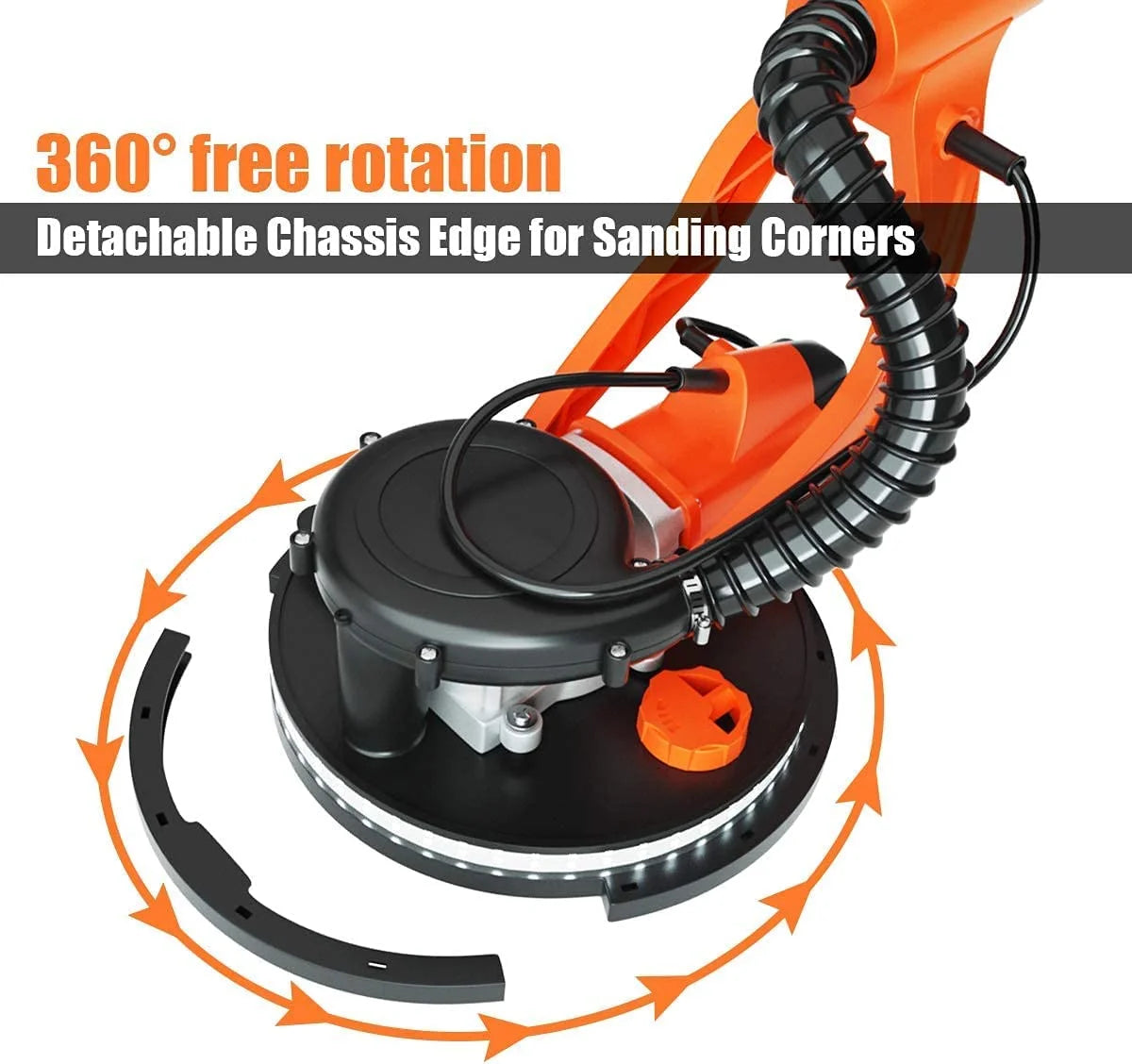 ERGOMASTER 750W Drywall Sander, Variable Speed Electric Wall Sander With Vacuum System, LED Lights, 12 Sanding Disks & Carrying Bag (Foldable)