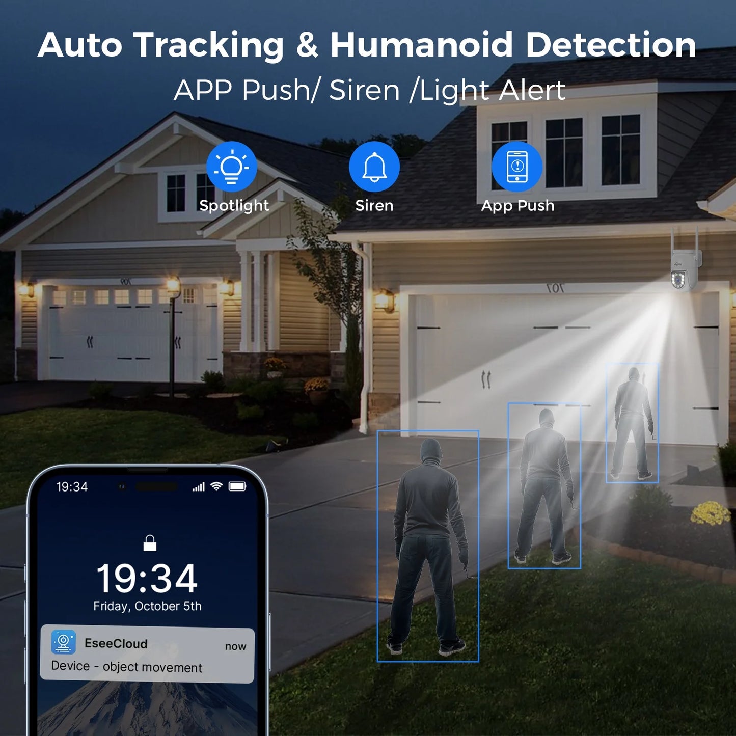 Hiseeu 3MP Wireless Outdoor Security System,4 CCTV PTZ Cameras with 2.4G WiFi,4K 16-Channel NVR,2-Way Audio, Color Night Vision, Human Detection,24/7 Surveillance-No HDD