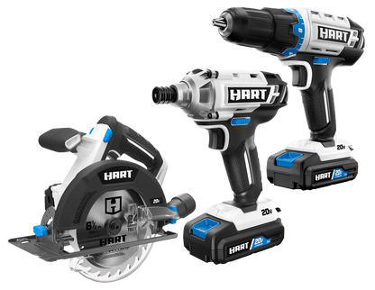 HART 20-Volt 3-Tool Combo Kit (2) 2.0Ah Lithium-Ion Batteries