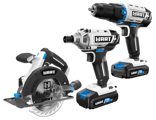 HART 20-Volt 3-Tool Combo Kit (2) 2.0Ah Lithium-Ion Batteries