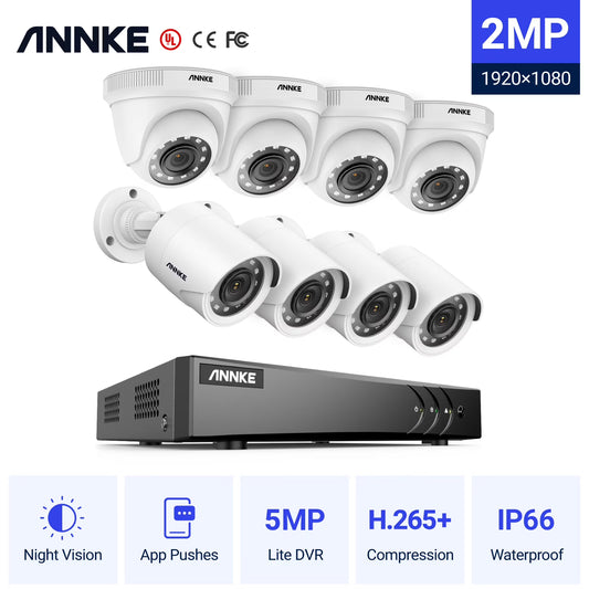 ANNKE 8 Channel 3MP 5-in-1 DVR CCTV Security Camera System with 8?1080P HD Weatherproof Cameras,NO Hard Drive