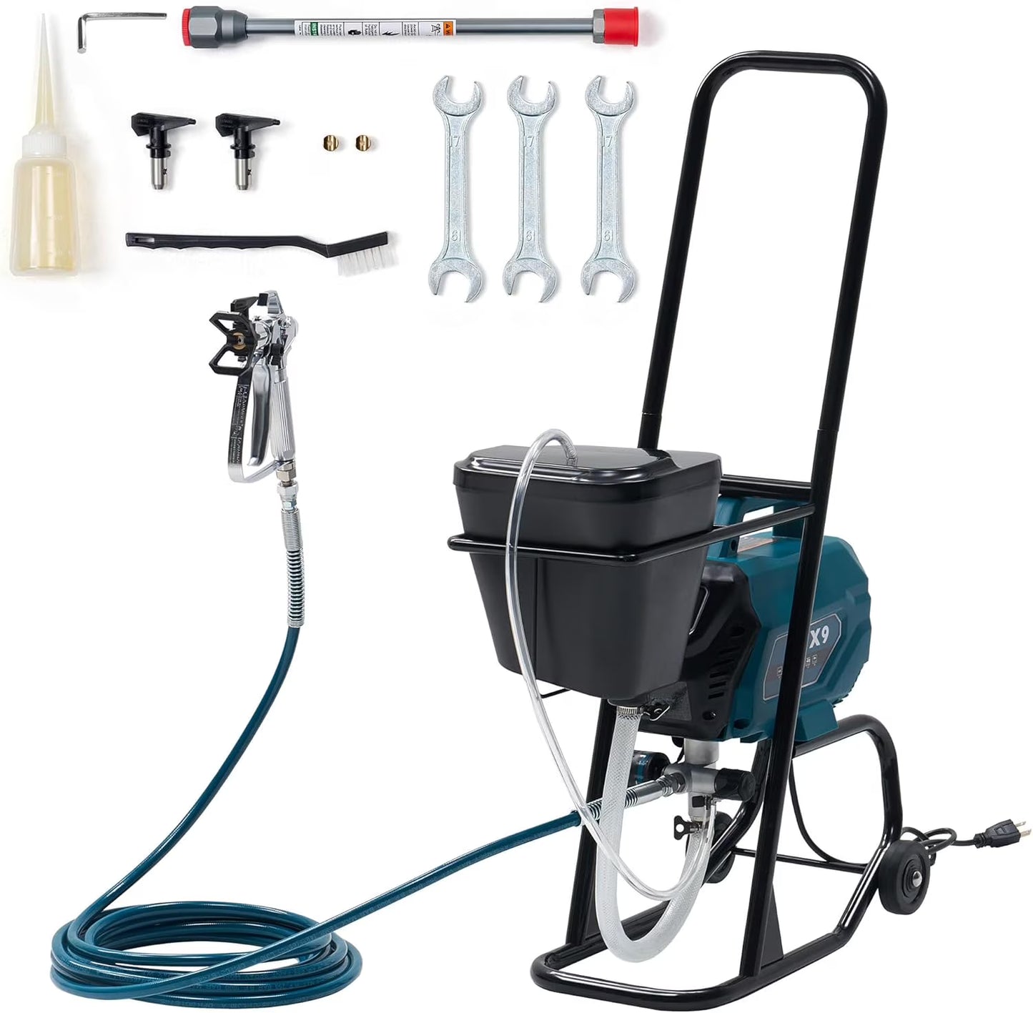 Jocisland High-Pressure Airless Paint Sprayer with 5L Hopper Capacity,650W, 2900 PSI Paint Sprayer with Two Spray Tips Options, for Professional and DIY Use