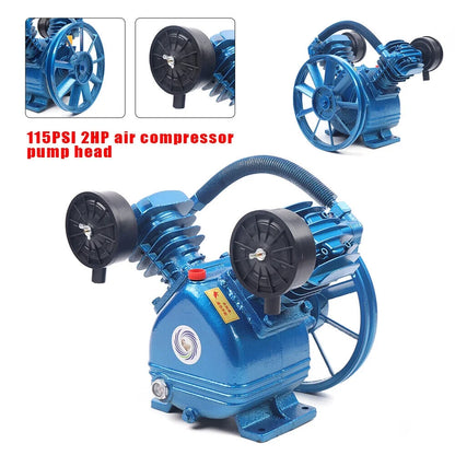 2 Piston Air Compressor Head Pump V Style Twin Cylinder Single Stage 2-HP 115PSI