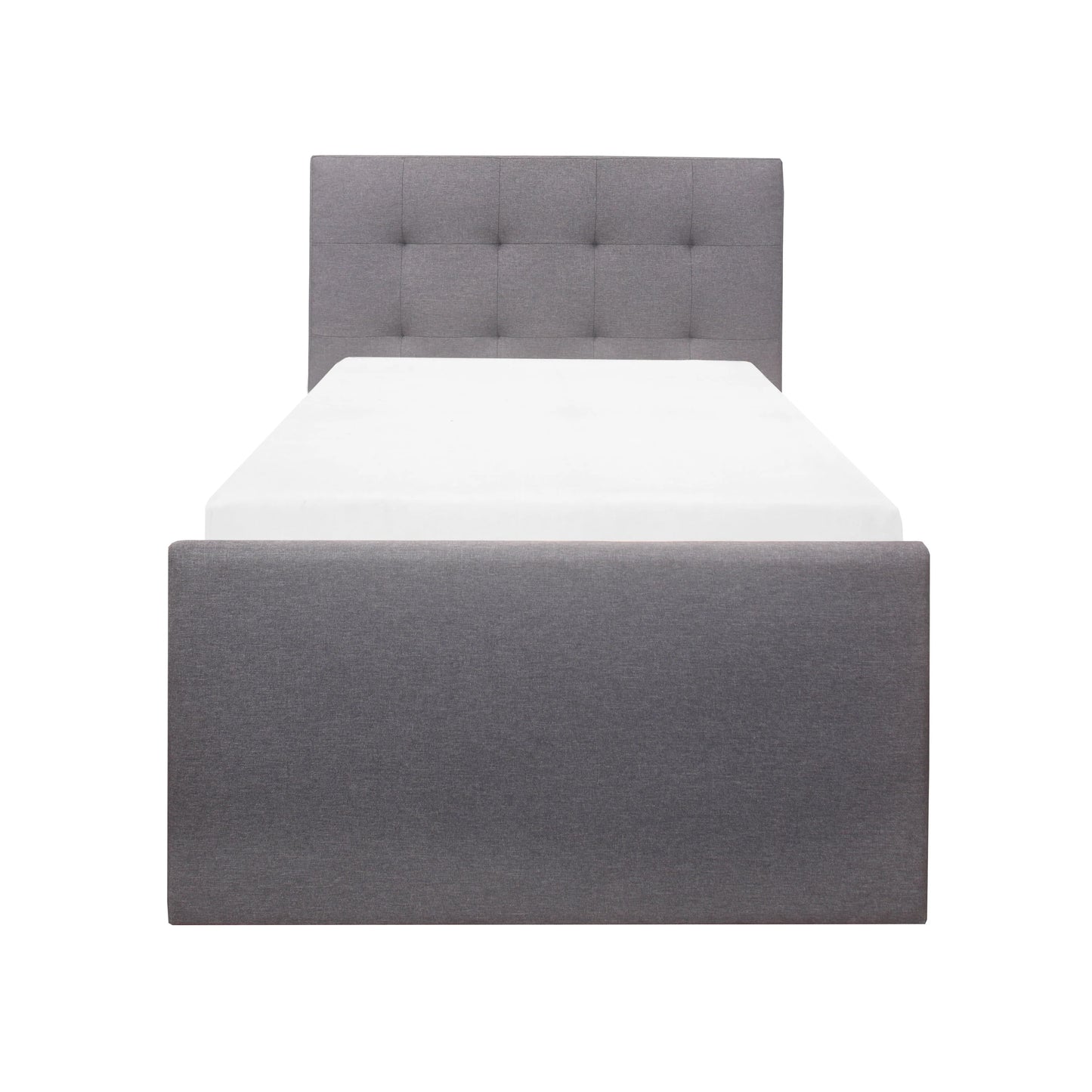 Emory Upholstered Twin Platform Bed with 2 Storage Drawers, Gray, by Hillsdale Living Essentials