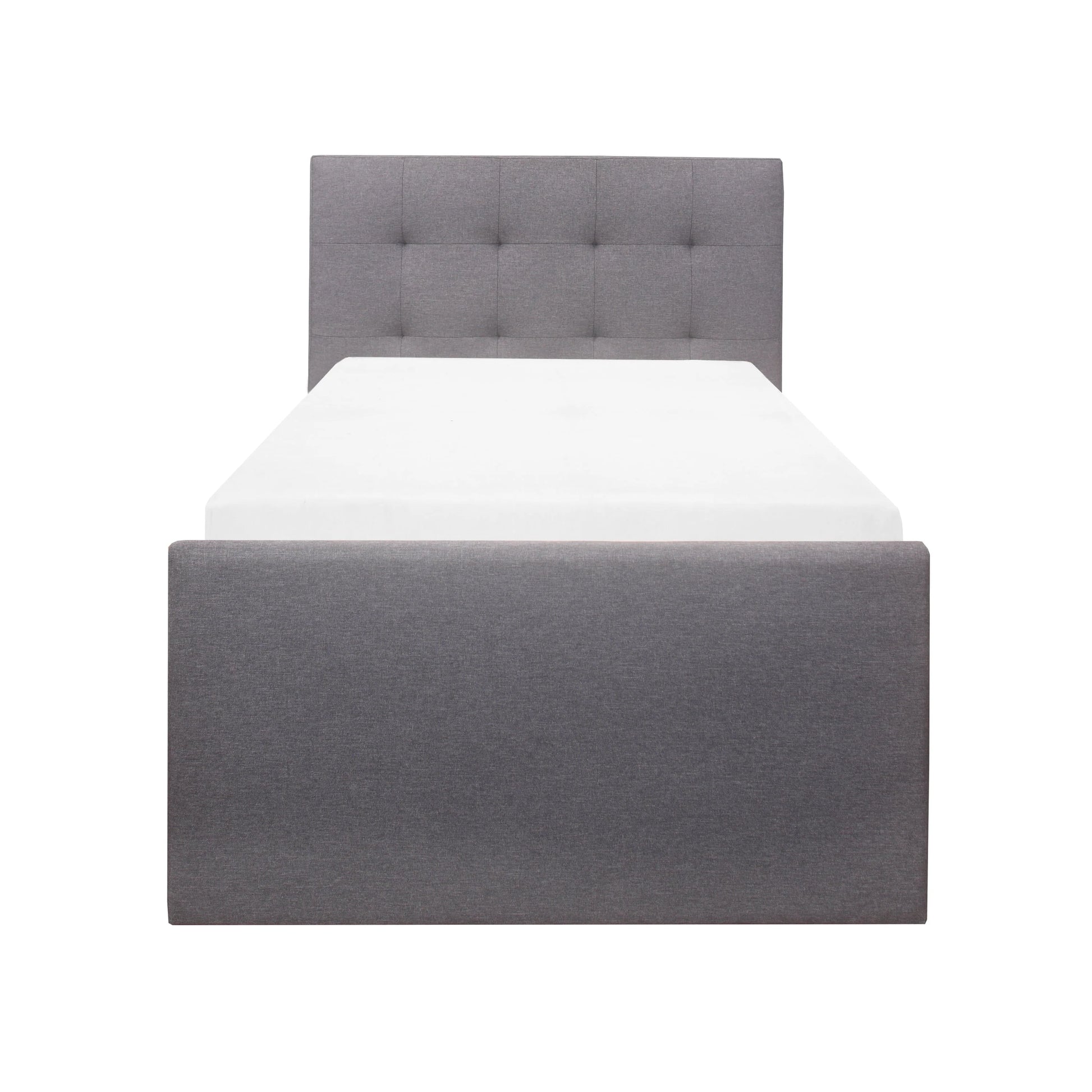 Emory Upholstered Twin Platform Bed with 2 Storage Drawers, Gray, by Hillsdale Living Essentials