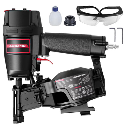 AeroPro CN45N Professional Roofing Nail Gun, Air-Powered, Compatible with 15? Wire Coil Nails from 3/4" to 1-3/4", for Asphalt Roofing Projects