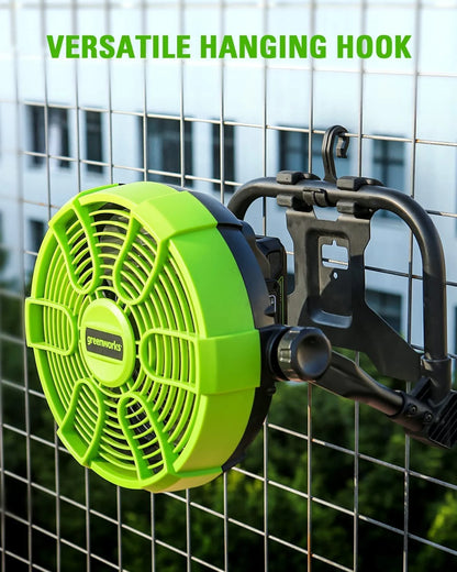 Greenworks 24V 10" (5-Speed) Fan (500 CFM) with 2.0Ah USB Battery and Charger