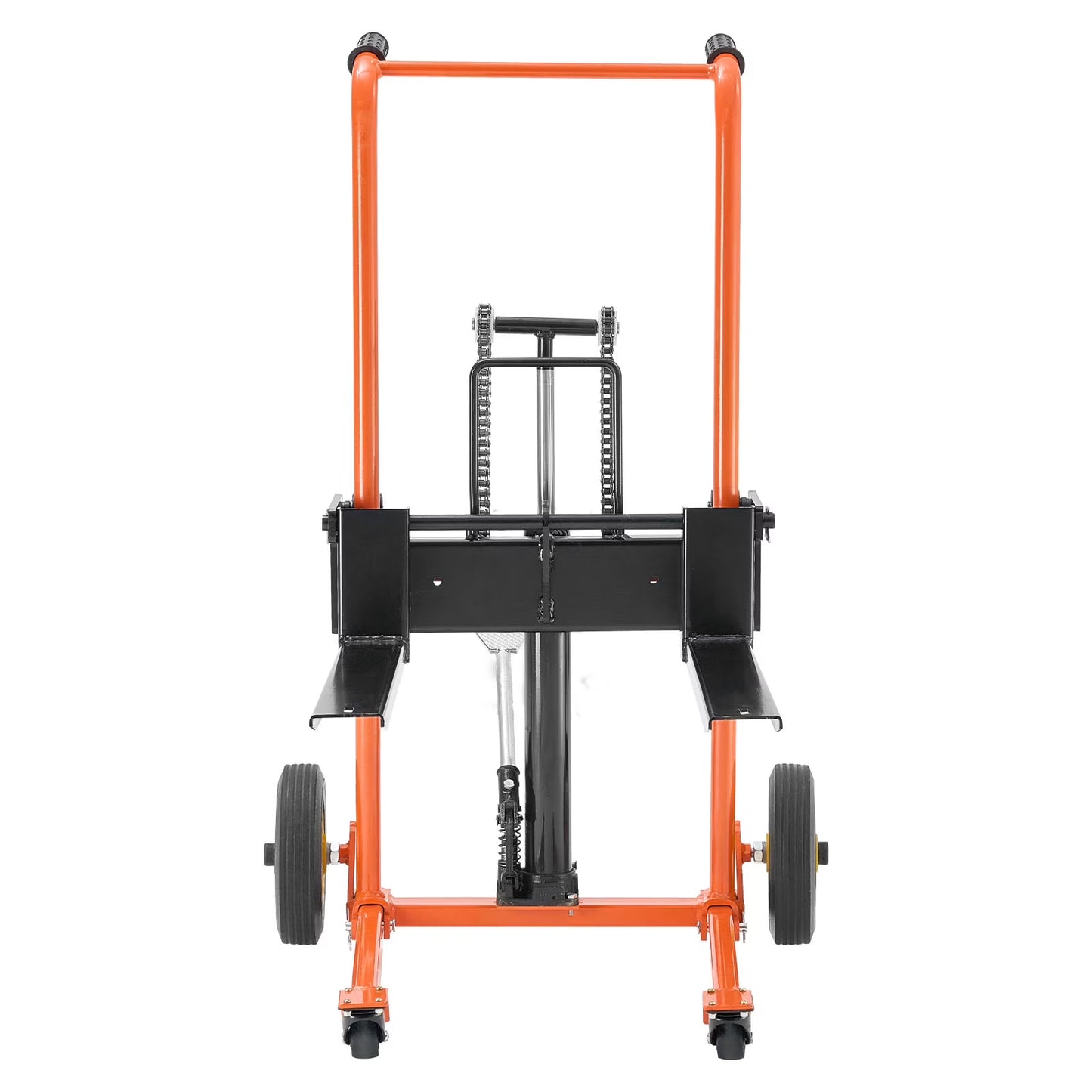 KFFKFF Hydraulic Material Lift Stacker, 450 lbs Capacity, Pallet Truck with Fork Lift Table, 35.8-Inch Max Height, Foldable & Portable Table Cart, Yellow & Black