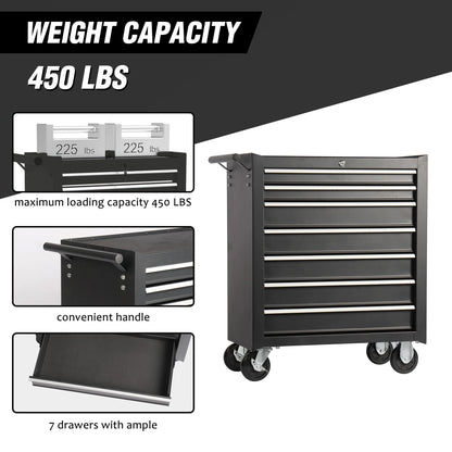 7-Drawer Rolling Tool Chest with Wheels - Heavy-Duty Tool Storage Cart for Garage, Workshop, or Job Site
