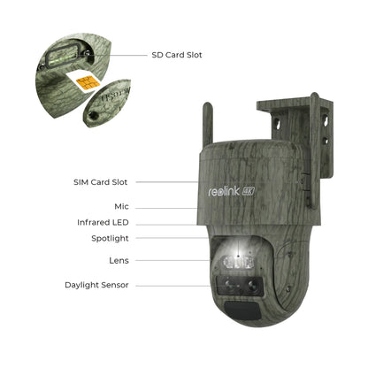 Reolink 4K 8MP 4G LTE Dual-Lens Battery Security Camera Auto-Zoom Track Smart Detection TrackMix LTE