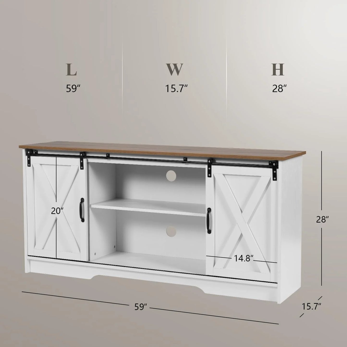 Catrimown Farmhouse Coffee Bar Cabinet with Storage, 58" Sideboard Buffet Cabinet with Storage, Sideboard Cabinet for Living Room, White
