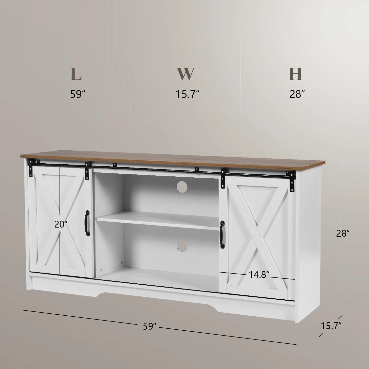 Catrimown Farmhouse Coffee Bar Cabinet with Storage, 58" Sideboard Buffet Cabinet with Storage, Sideboard Cabinet for Living Room, White