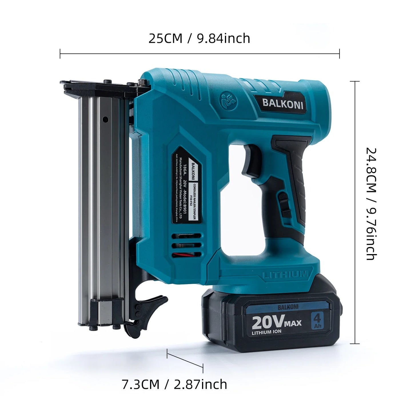 BALKONI 18 Gauge Cordless Finish Nail Gun,F10-F32 MAX, with 2*1500 mAh Battery and A Charger, 1000 Piece F30 Nails