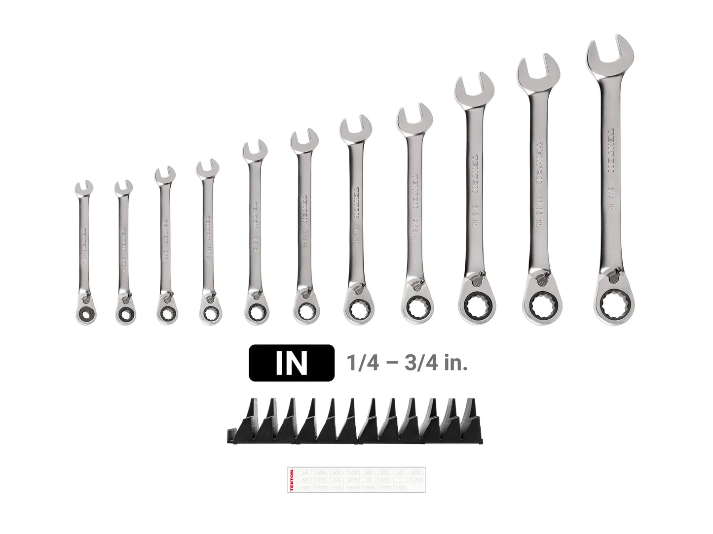 TEKTON Reversible 12-Point Ratcheting Combination Wrench Set with Modular Wrench Organizer, 11-Piece (1/4-3/4 in.) | WRC94300