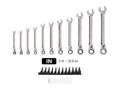 TEKTON Reversible 12-Point Ratcheting Combination Wrench Set with Modular Wrench Organizer, 11-Piece (1/4-3/4 in.) | WRC94300