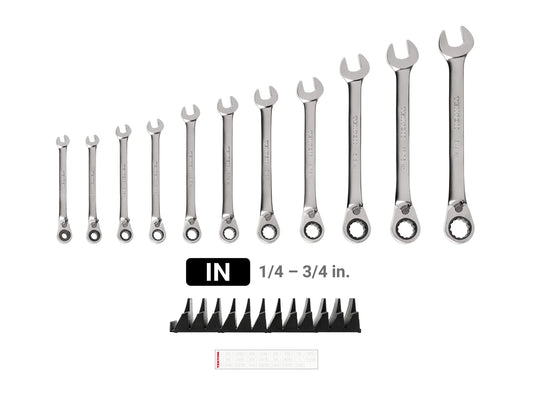 TEKTON Reversible 12-Point Ratcheting Combination Wrench Set with Modular Wrench Organizer, 11-Piece (1/4-3/4 in.) | WRC94300