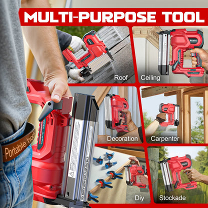 Gauge Electric Nail Gun Compatible with Milwaukee Battery,2 in 1 Cordless Brad Nailer and Stapler with 18GA Nails/Staples,Battery for M18 18V Power,2 Firing Modes for Trim Wood Crafting DIY