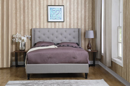 Full Size Upholstered Platform Bed Frame with 51" Tall Headboard - Button Tufted Cloth Bed - Wood Slat Support with Storage Space- No Box Spring Needed- Easy Assembly- Gray - OLIVER & SMITH