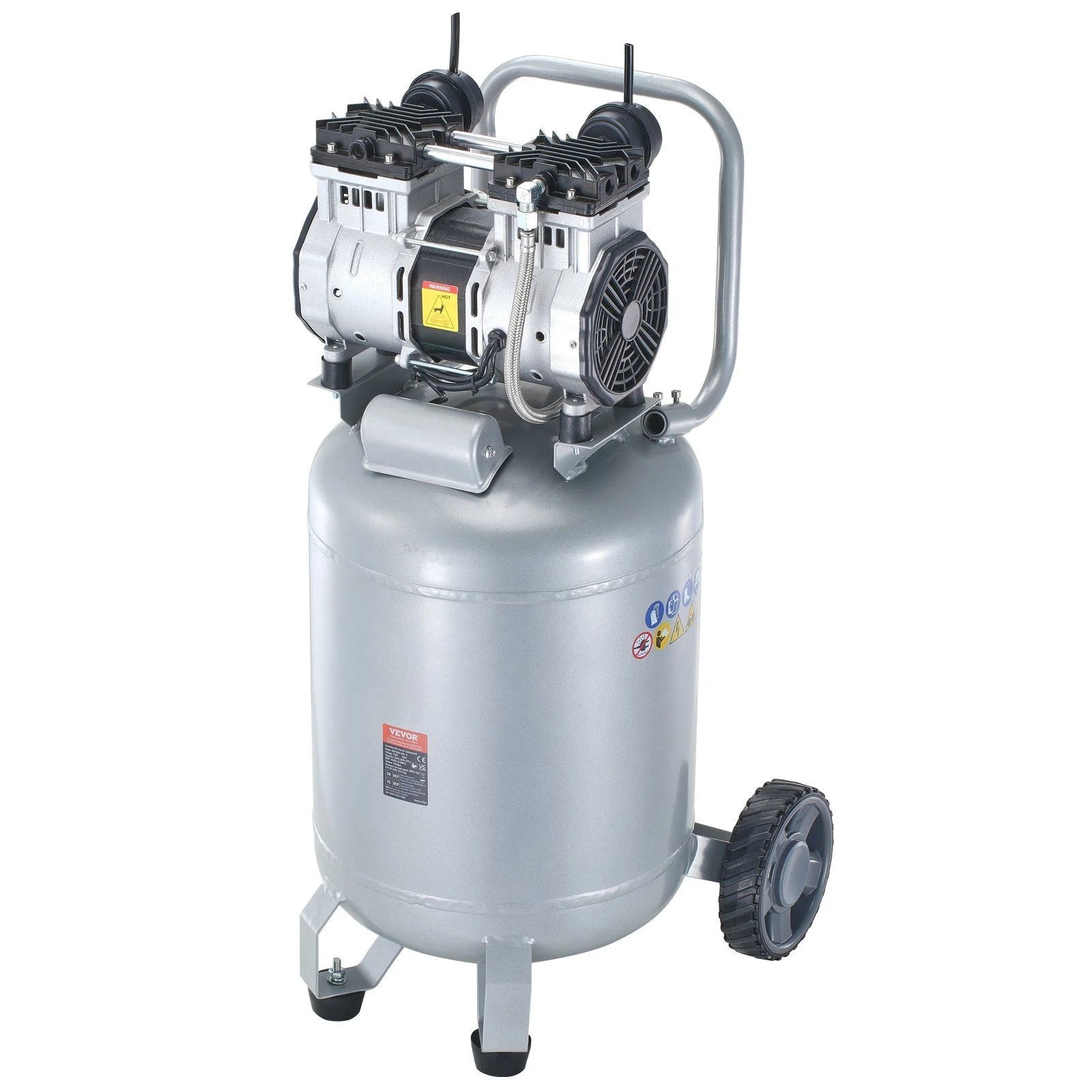 13 Gallon Air Compressor, 66dB Ultra-Quiet Compressor for Tire Inflation, Auto Repair, 2HP 4.6 SCFM@90PSI Oil Free Air Compressor Tank, Woodwork Nailing, Spray Painting (125PSI Max Pressure)