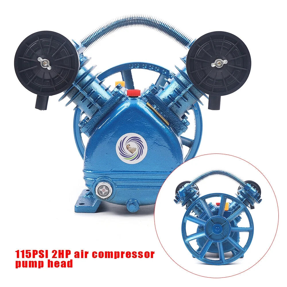 2 Piston Air Compressor Head Pump V Style Twin Cylinder Single Stage 2-HP 115PSI