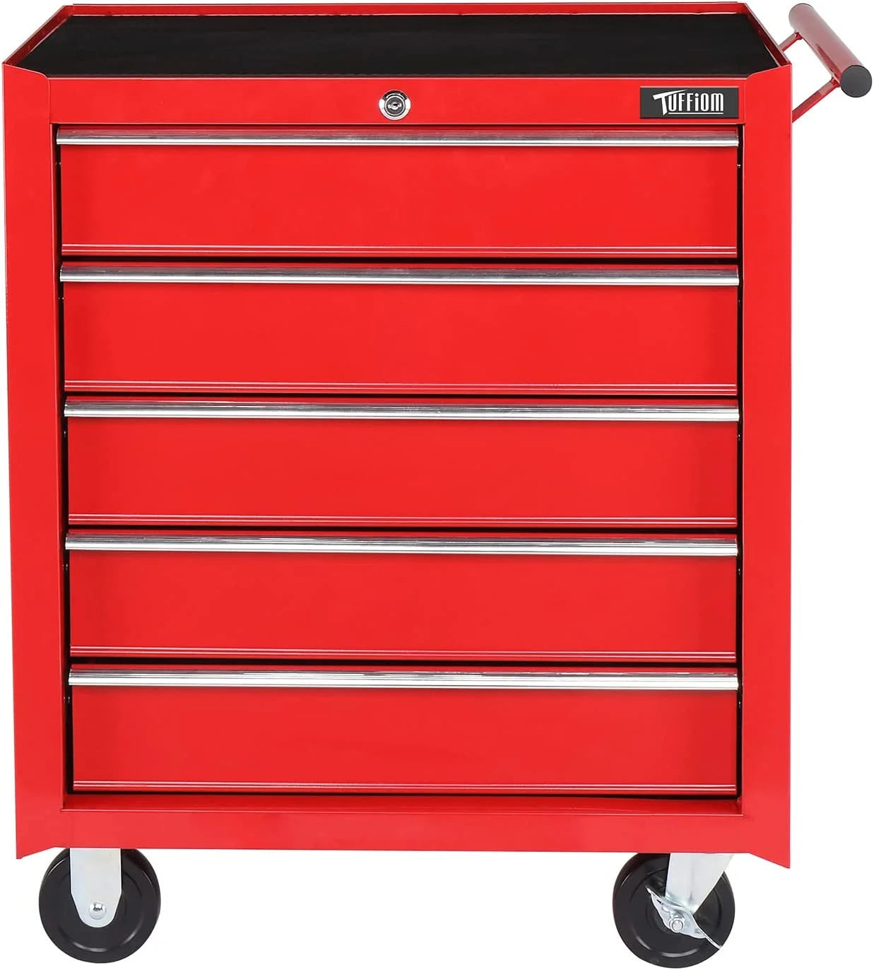 TUFFIOM 5-Drawer Rolling Tool Chest with Lock & Key, Tool Storage Organizer Box Cabinet with Wheels