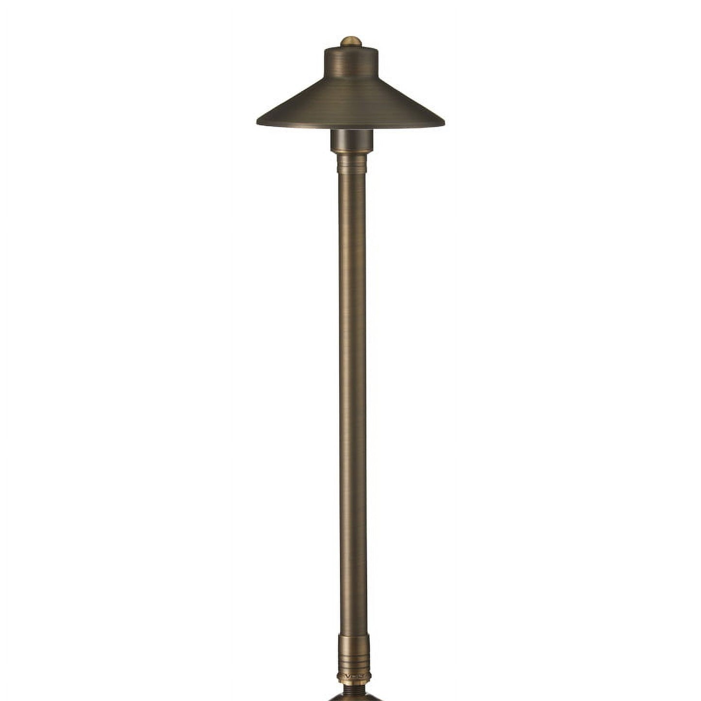VOLT Flat Hat 12V Brass Path Light (7" Shade, 25" Tall)
