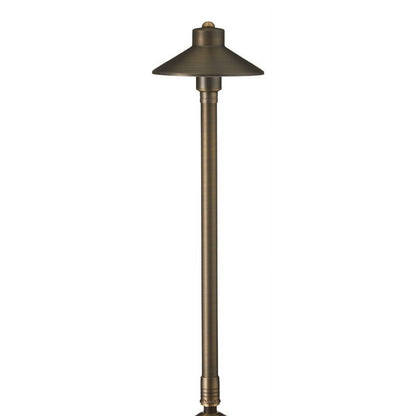 VOLT Flat Hat 12V Brass Path Light (7" Shade, 25" Tall)
