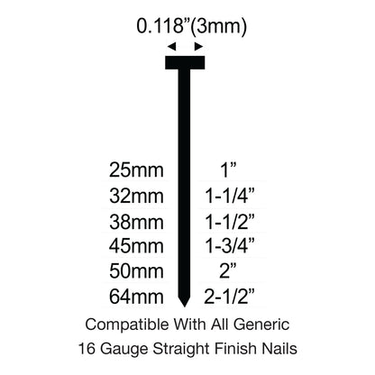 NuMax SFN64 Pneumatic 16-Gauge 2-1/2" Straight Finish Nailer