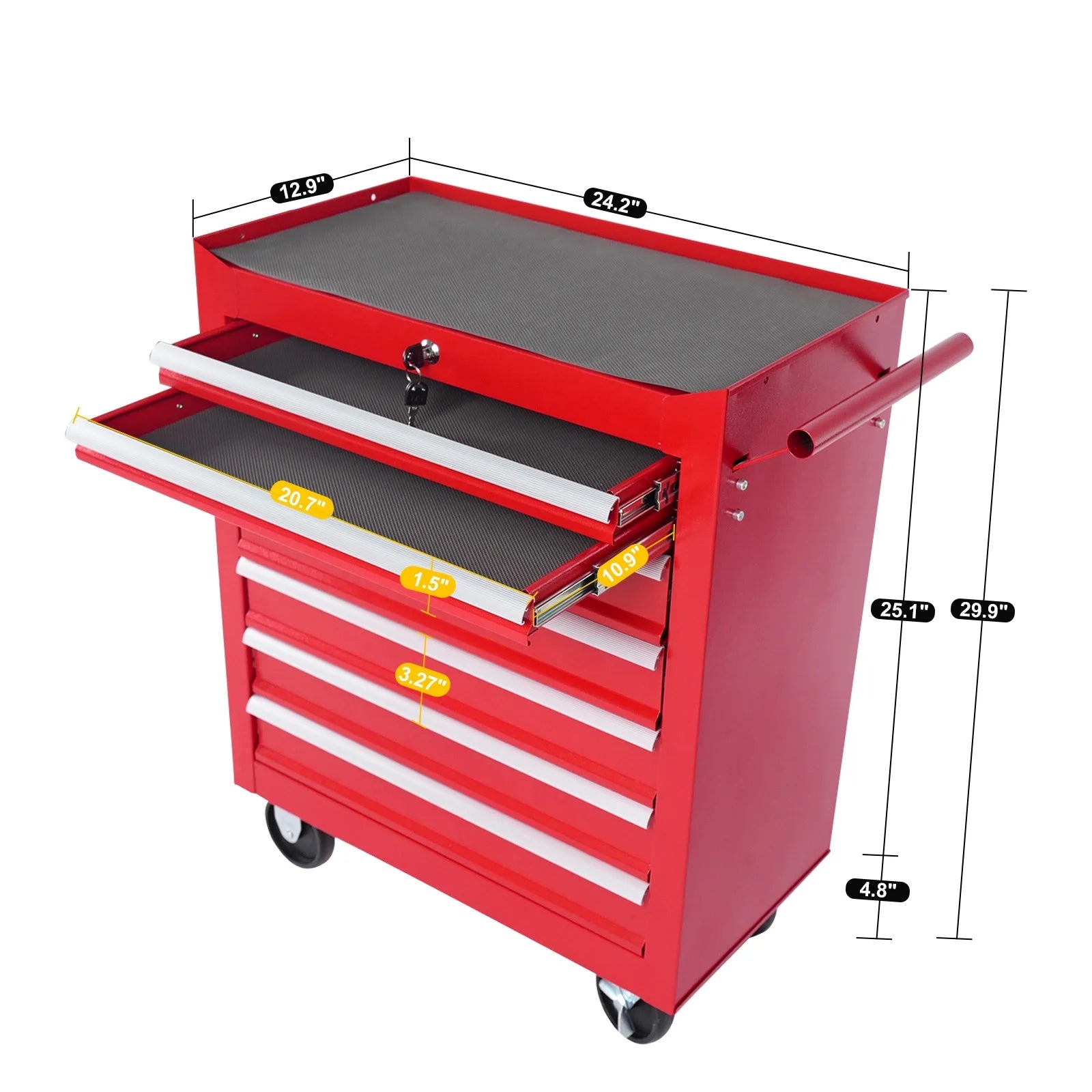 DUOSONG 7-Drawer Metal Rolling Tool Chest With Wheels,Tool Storage Cabinet With Locking System Tools & Tool Organizers Tool Boxes
