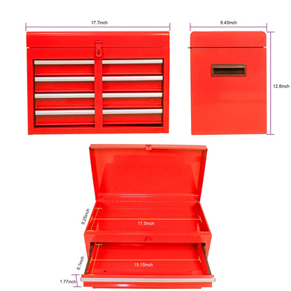 BTMWAY 5-Drawer Rolling Tool Storage Cabinet with Detachable Top Tool Box, Tool Chest with Universal Lockable Wheels, Metal Tool Cart for Garage, Workshop, Barbershop,red