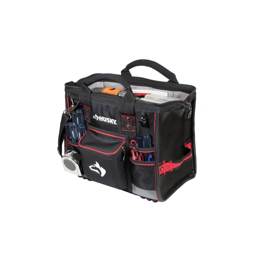 Husky 16 in. Large Mouth Tool Bag with Tool Wall